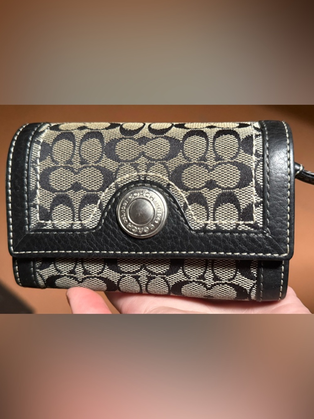 Coach vintage Y2K canvas  wallet black and Grey leather/canvas signature print.